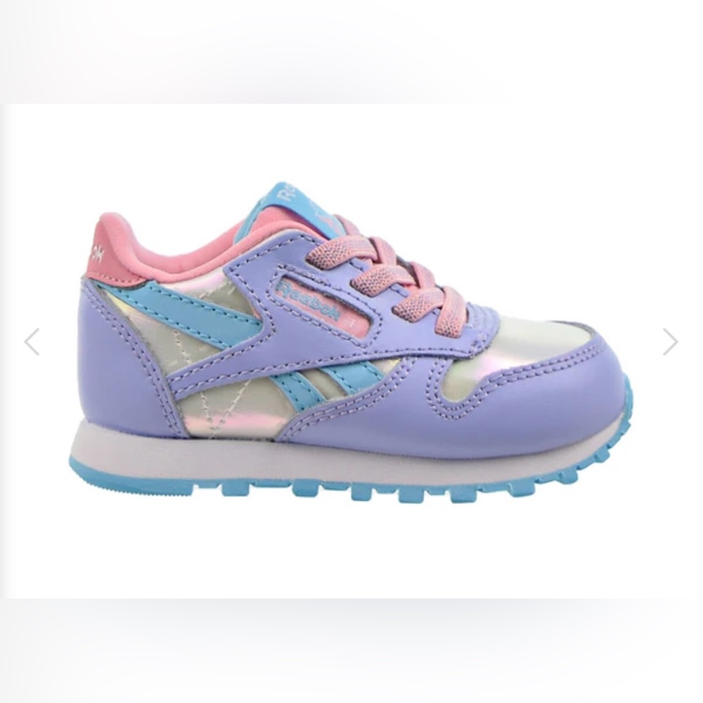 Reebok Classic Leather Toddler's Shoes Lilac Glow-Digital Blue-Pink Glow…Size: 5